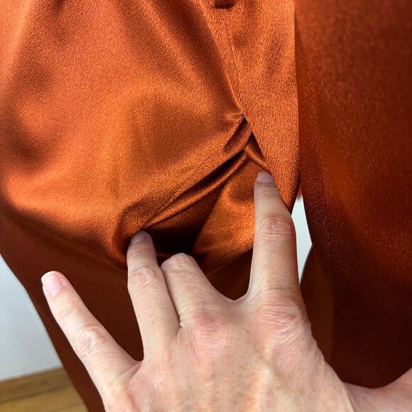 Tularosa (Revolve) Lani Satin Jacket Robe Kimono Bronze Orange XS flare sleeve - Picture 10 of 12